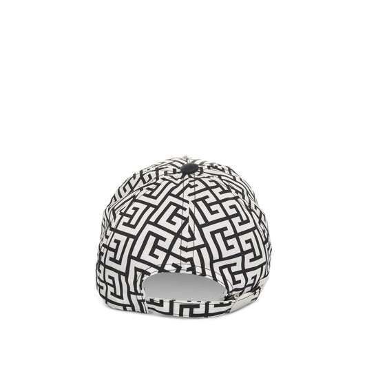 Monogram Nylon Cap in Black/White