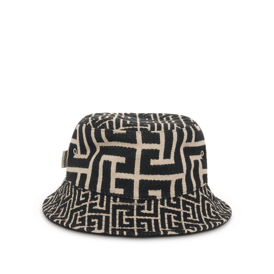 Mix Monogram Jacquard Bucket Hat in Ivory/Black