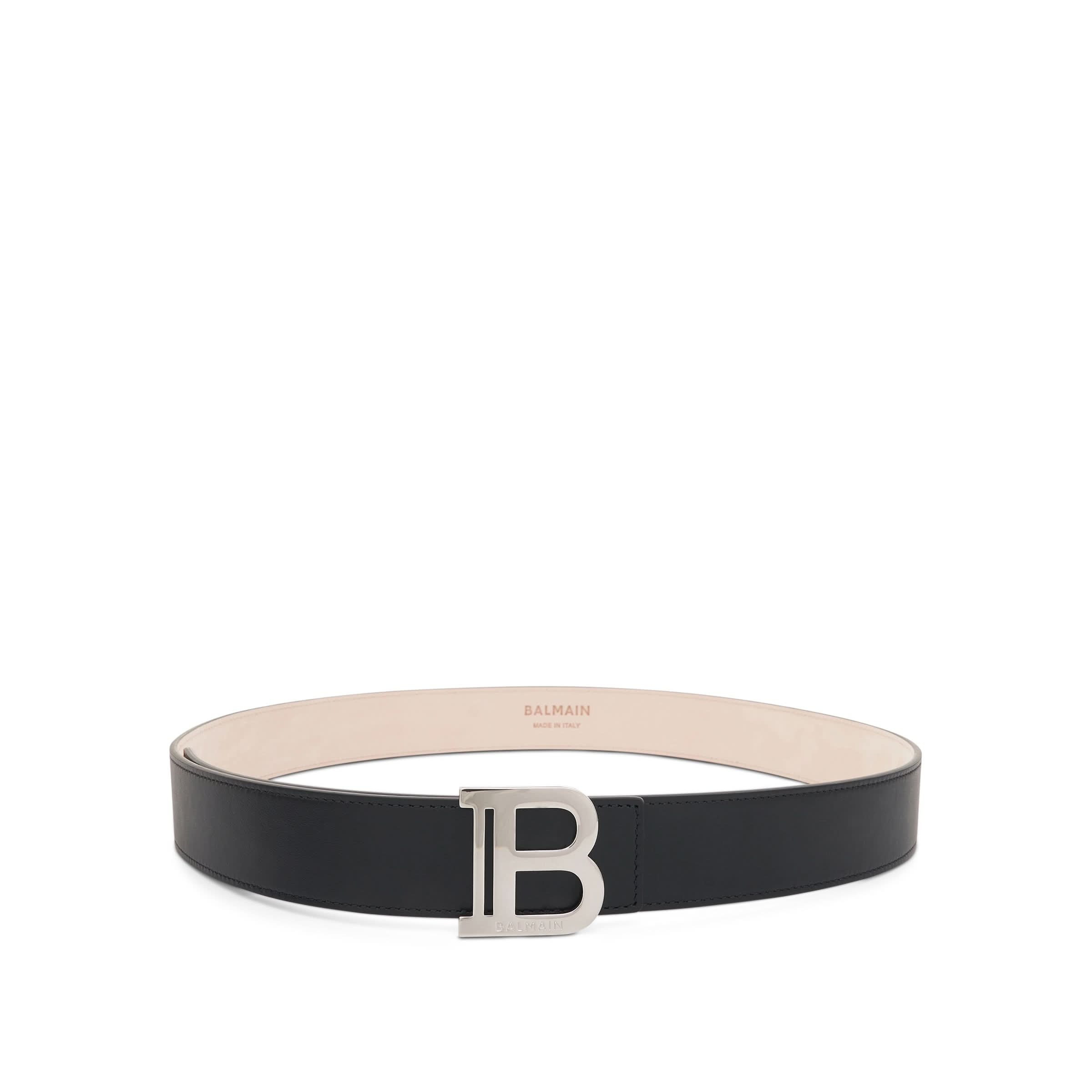 B Leather Belt in Black