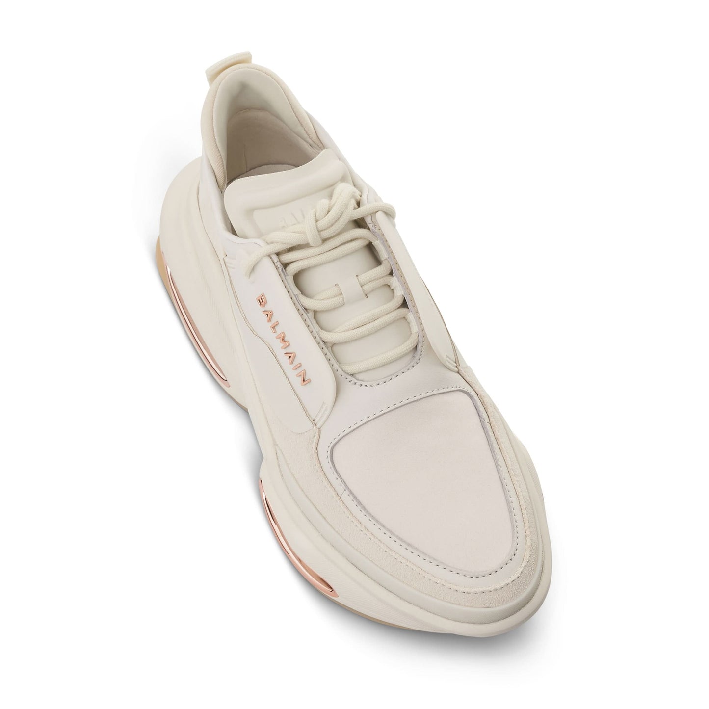 B Bold Low Calfskin 
Suede Sneaker in White