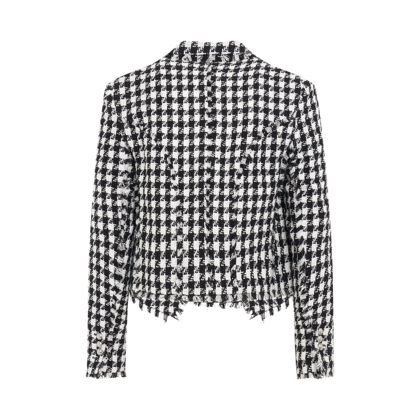 Houndstooth Tweed Spencer Jacket in White/Black