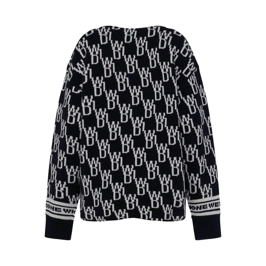 Enlarged WD1 Jacquard Cardigan in Black