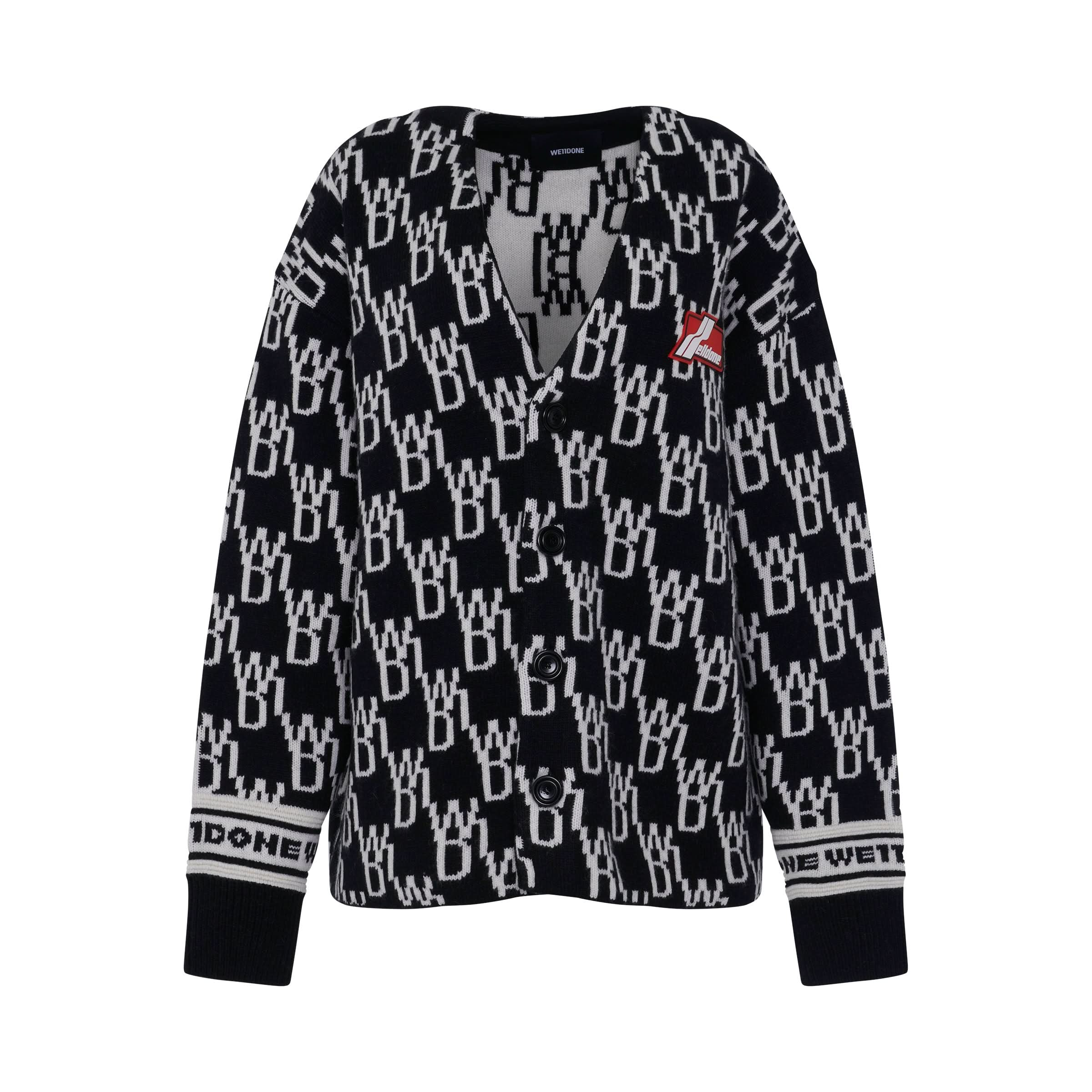 Enlarged WD1 Jacquard Cardigan in Black