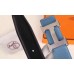 Hermes Blue Clemence Kits Belt H Brushed Buckle