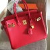 Hermes Red Clemence Birkin 30cm Handmade Bag