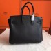Hermes Black Swift Birkin 25cm Handmade Bag
