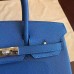 Hermes Blue Epsom Birkin 25cm Handmade Bag