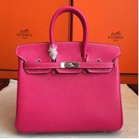 Hermes Rose Tyrien Epsom Birkin 25cm Handmade Bag