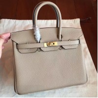 Hermes Grey Clemence Birkin 25cm Handmade Bag