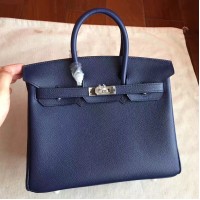 Hermes Sapphire Epsom Birkin 25cm Handmade Bag