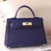 Hermes Sapphire Epsom Kelly Mini II 20cm Handmade Bag