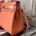 Hermes Orange Clemence Kelly 32cm Retourne Bag