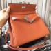 Hermes Orange Clemence Kelly 32cm Retourne Bag
