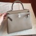 Hermes Grey Swift Kelly 25cm Retourne Handmade Bag