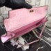 Hermes Pink Crocodile Kelly Cut Clutch Bag