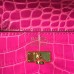 Hermes Rose Red Crocodile Kelly Cut Clutch Bag