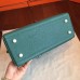 Hermes Malachite Clemence Kelly Retourne 32cm Handmade Bag