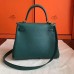 Hermes Malachite Clemence Kelly 25cm Retourne Handmade Bag