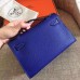 Hermes Electric Blue Epsom Kelly Pochette Handmade Bag