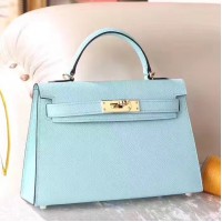 Hermes Blue Zephyr Epsom Kelly Mini II 20cm Handmade Bag