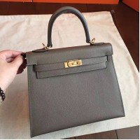 Hermes Etoupe Epsom Kelly 25cm Sellier Handmade Bag