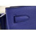 Hermes So Kelly 22cm Bag In Blue Leather