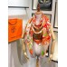 Hermes Orange Modernisme Tropical Scarf 140cm