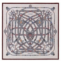 Hermes Grey Cavalcadour Morning Shawl 140cm