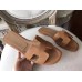 Hermes Oran Sandals In Brown Epsom Leather