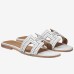 Hermes Oran Studs  Sandals In White Leather