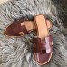 Hermes Oran Sandals In Bordeaux Swift Leather
