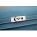 Hermes Kelly Longue Wallet In Jean Blue Clemence Leather