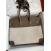 Hermes Birkin 35 Handmade Bag In Toile & Taupe Clemence Leather
