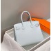 Hermes Birkin 30cm Bag In Blue Brume Clemence Leather