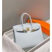 Hermes Birkin 30cm Bag In Blue Brume Clemence Leather