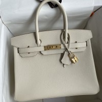 Hermes Birkin 35CM Retourne Handmade Bag In Craie Epsom Calfskin