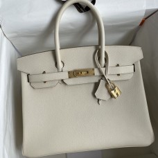 Hermes Birkin 35CM Retourne Handmade Bag In Craie Epsom Calfskin