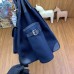 Hermes HAC Cargo Birkin 40 Handmade Bag in Blue Nuit Toile