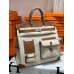 Hermes HAC Cargo Birkin 40 Handmade Bag in Toile with Gold Leather