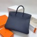 Hermes Navy Blue Clemence Birkin 40cm Handmade Bag