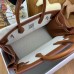 Hermes Birkin a l’envers 35 Bag in Gold Clemence Leather and Canvas