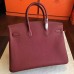 Hermes Bordeaux Clemence Birkin 40cm Handmade Bag