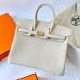 Hermes Birkin 25 Retourne Handmade Bag In Craie Clemence Leather