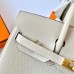 Hermes Birkin 25 Retourne Handmade Bag In Craie Clemence Leather