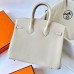 Hermes Birkin 25 Retourne Handmade Bag In Craie Clemence Leather