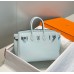 Hermes Birkin 25cm Bag In Blue Brume Clemence Leather