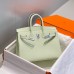 Hermes Birkin 25cm Bag In Vert Fizz Clemence Leather
