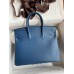 Hermes Birkin 25 Retourne Handmade Bag In Deep Blue Swift Calfskin