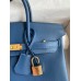 Hermes Birkin 25 Retourne Handmade Bag In Deep Blue Swift Calfskin