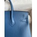 Hermes Birkin 25 Retourne Handmade Bag In Deep Blue Swift Calfskin